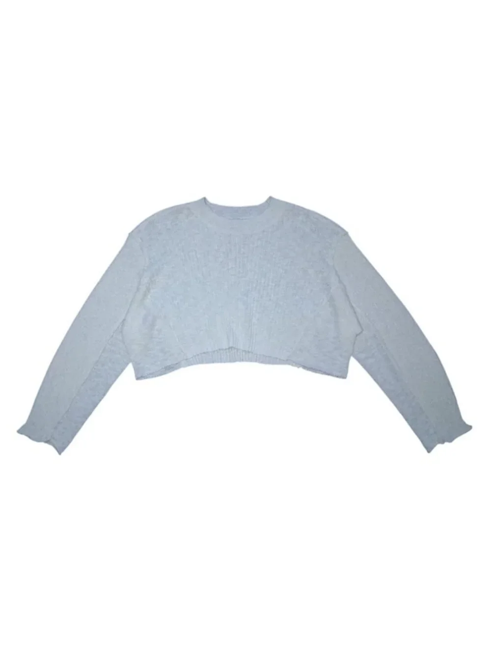 Willow & Wind Cropped Knit Sweater Very Light Yellow  Long Sleeve Size L